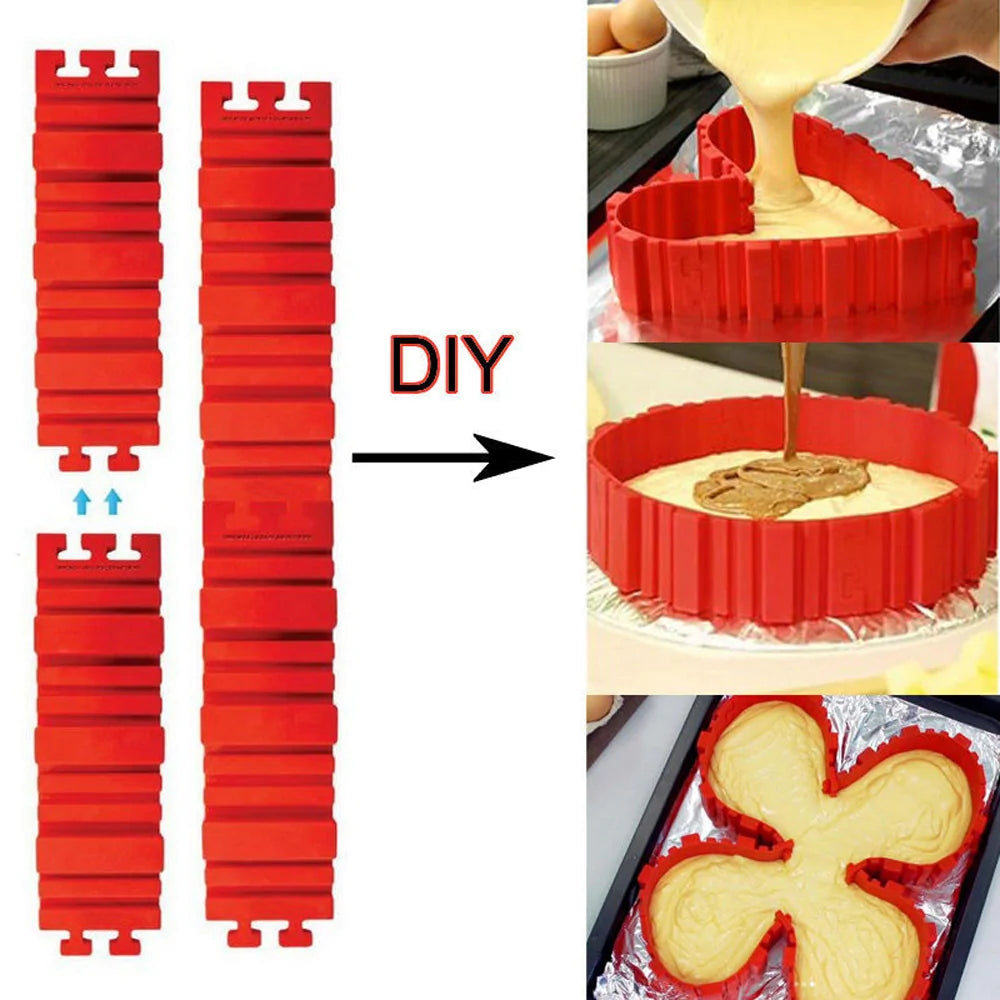 Flexible DIY Silicone Cake Mold Square Flower Heart Round Cake Pan Baking Moulds Tools